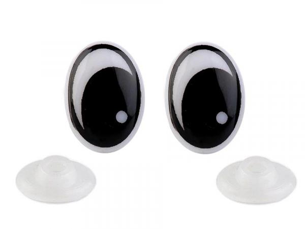 Augen mit Sicherung 11x15 mm Weiß/Schwarz (2 Stück)